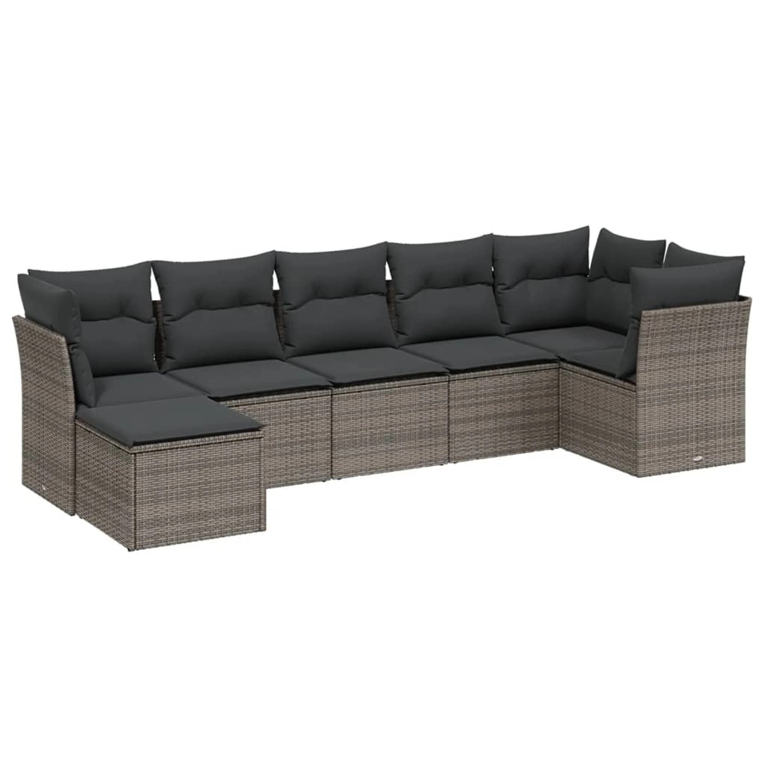 vidaXL 7-Tlg Garten-Sofagarnitur mit Kissen Hellgrau Poly Rattan 3263198