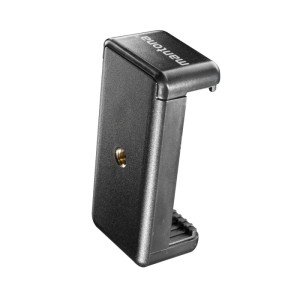 Mantona Smartphone Halter Smartstand, schwarz, mit 1/4 Zoll Gewinde für Stativ und Selfiestick. Universal Handyhalterung.