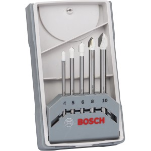 Bosch Fliesenbohrer Set, 5-teilig (4-10 mm) im Koffer. Ideal für Keramik und Fliesen.
