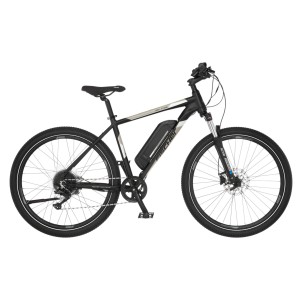 Schwarzes Fischer E-Bike Montis EM 1726 mit 557 Wh Akku und 48 cm Rahmen.
