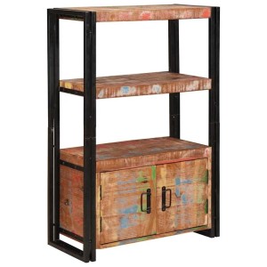 vidaXL Bücherregal mit Türen Braun Massives Holz und Metall 4104771