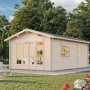 Palmako Irene Holz-Gartenhaus, naturbelassen, mit Satteldach und Doppeltür. Ideal als Gartenhaus oder Geräteschuppen.