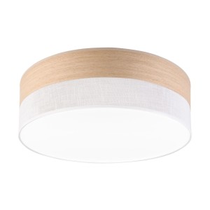 Lamkur LED-Deckenleuchte Dafne, Ø 45 cm, Furnier/Weiß. Runde Form, modernes Design.