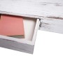Weißes Shabby Chic Wandregal aus Holz mit offener Schublade und Buch. BERLINLODGE Hängeregal.
