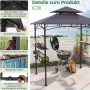 Costway Grillpavillon mit Doppeldach Seitenregalen Flaschenöffner Dunkelgrau_5