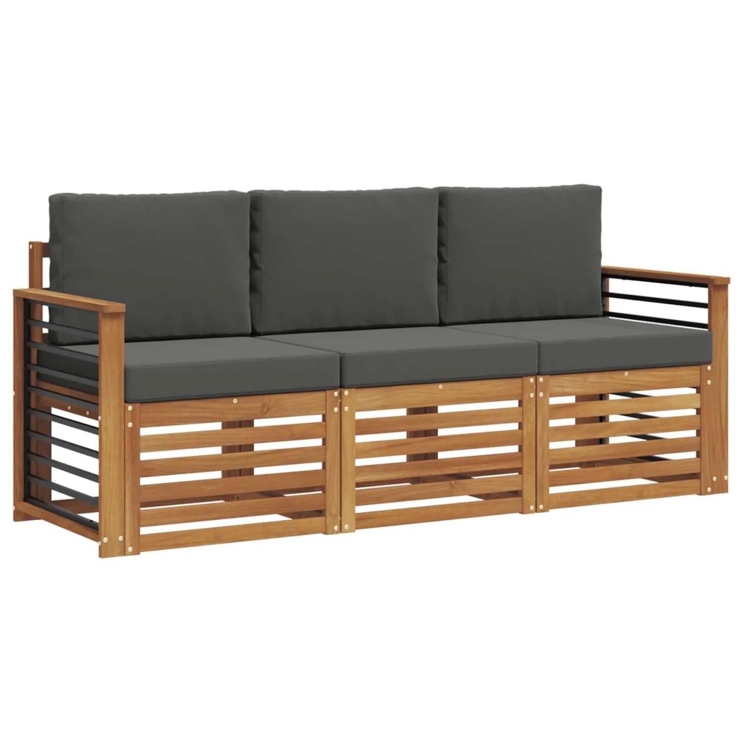 vidaXL Sofagarnituren 3 Tlg Natur und Anthrazit Massivholz Akazie 3374302