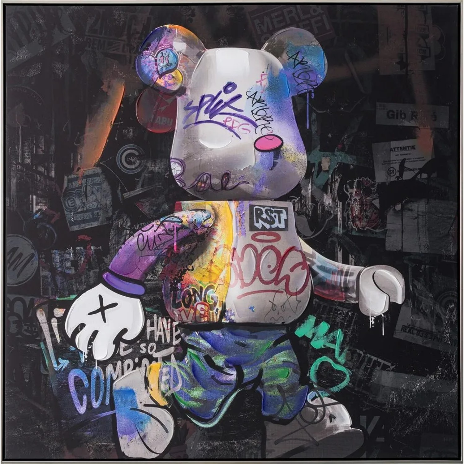 Art Universe Leinwandbild Busy Bear 102 x 102 cm