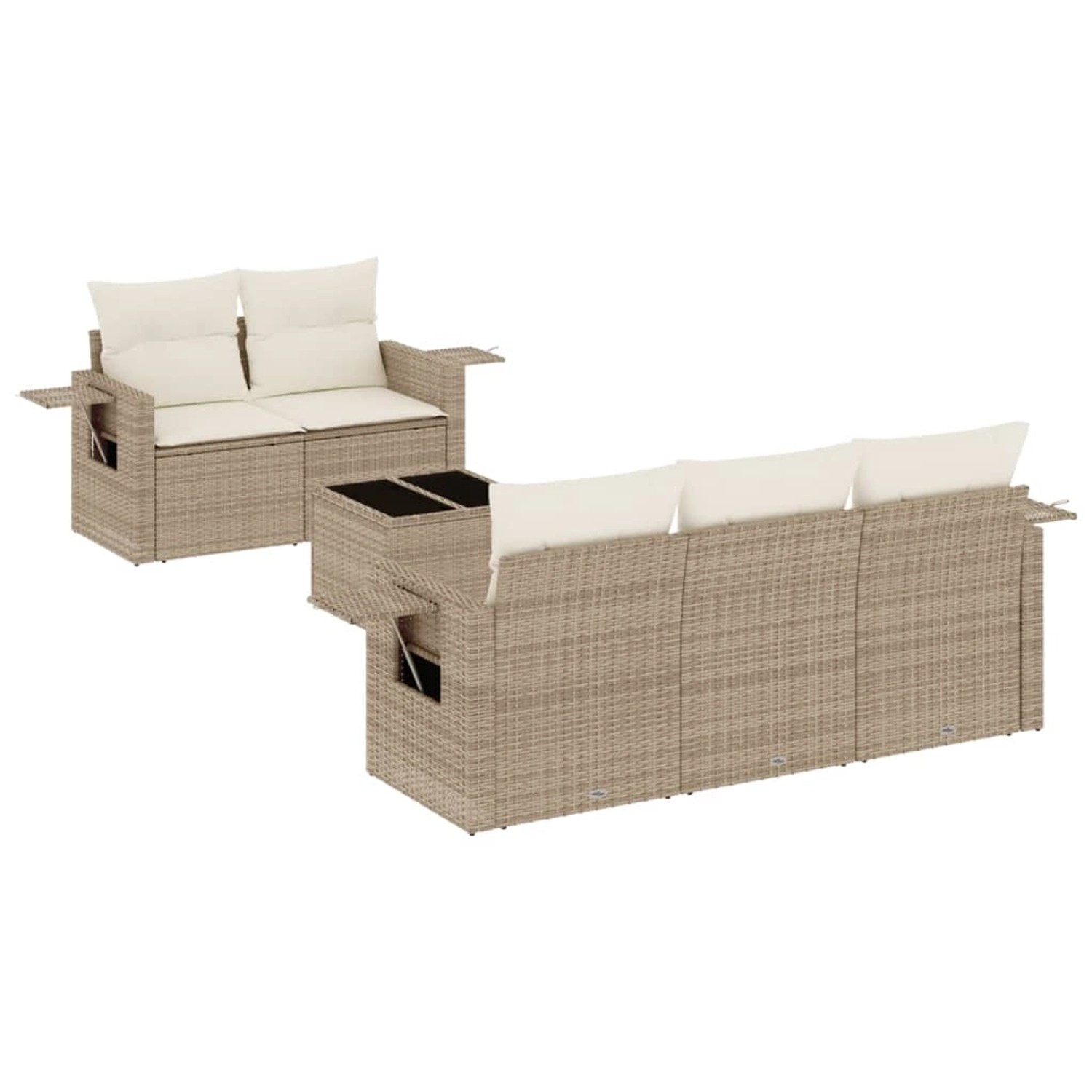 vidaXL 6-Tlg Garten-Sofagarnitur mit Kissen Beige Poly Rattan 3252235 günstig online kaufen