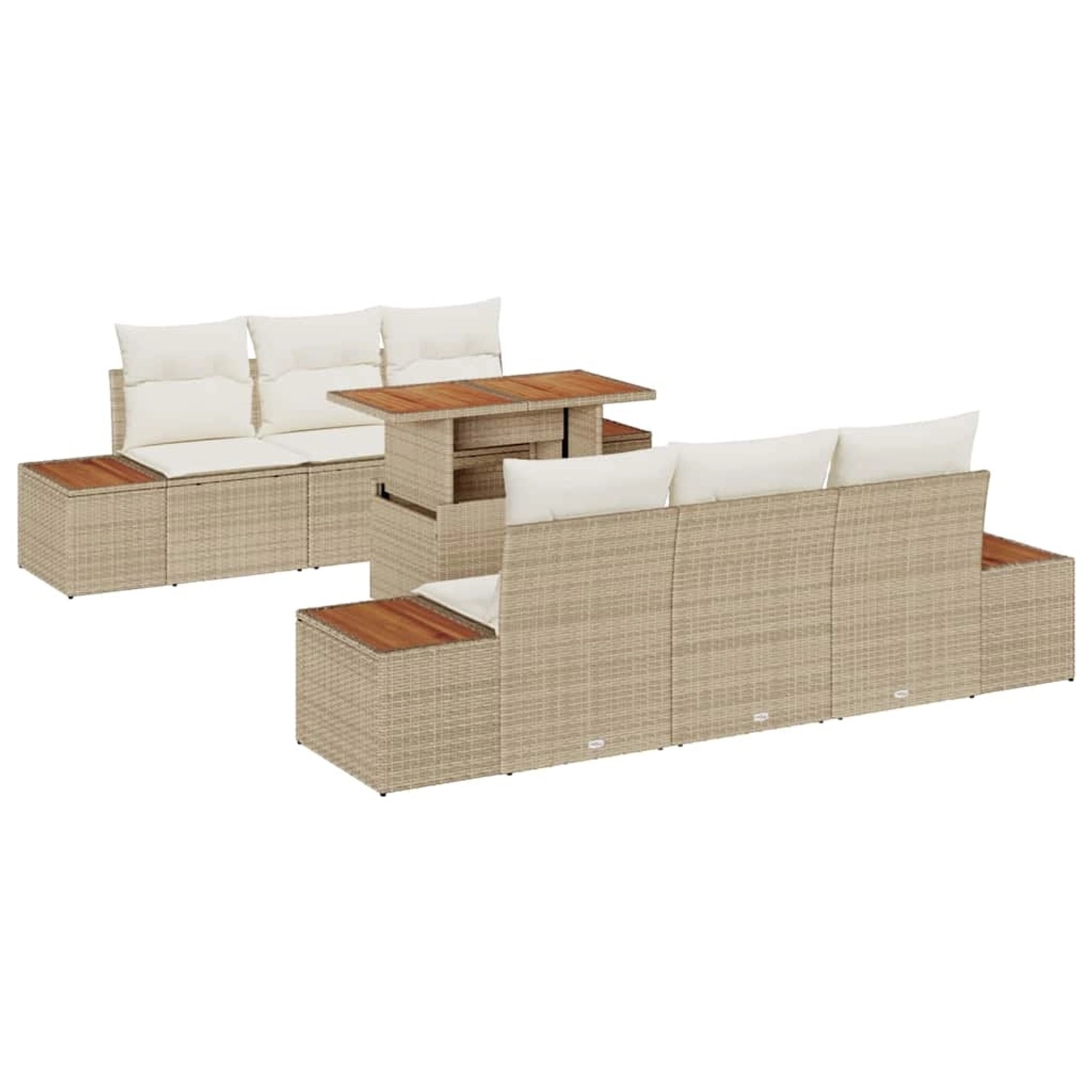 vidaXL Garten-Sofa-Set mit Speicher 7-Tlg Beige Poly Rattan 3358770 günstig online kaufen