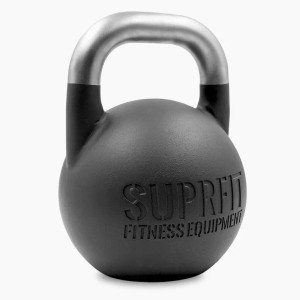Schwarze Suprfit Pro Competition Kettlebell 36 kg mit silbernem Edelstahlgriff für Sport & Fitness Training.