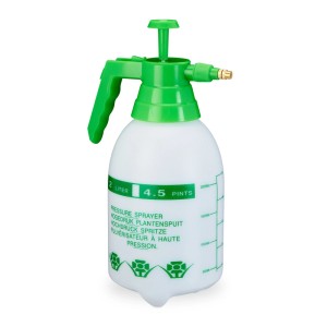Relaxdays Pumpsprühflasche Kunststoff Grün Weiß Messingdüse 31 x 17 x 12,5 cm 280 g 2 l