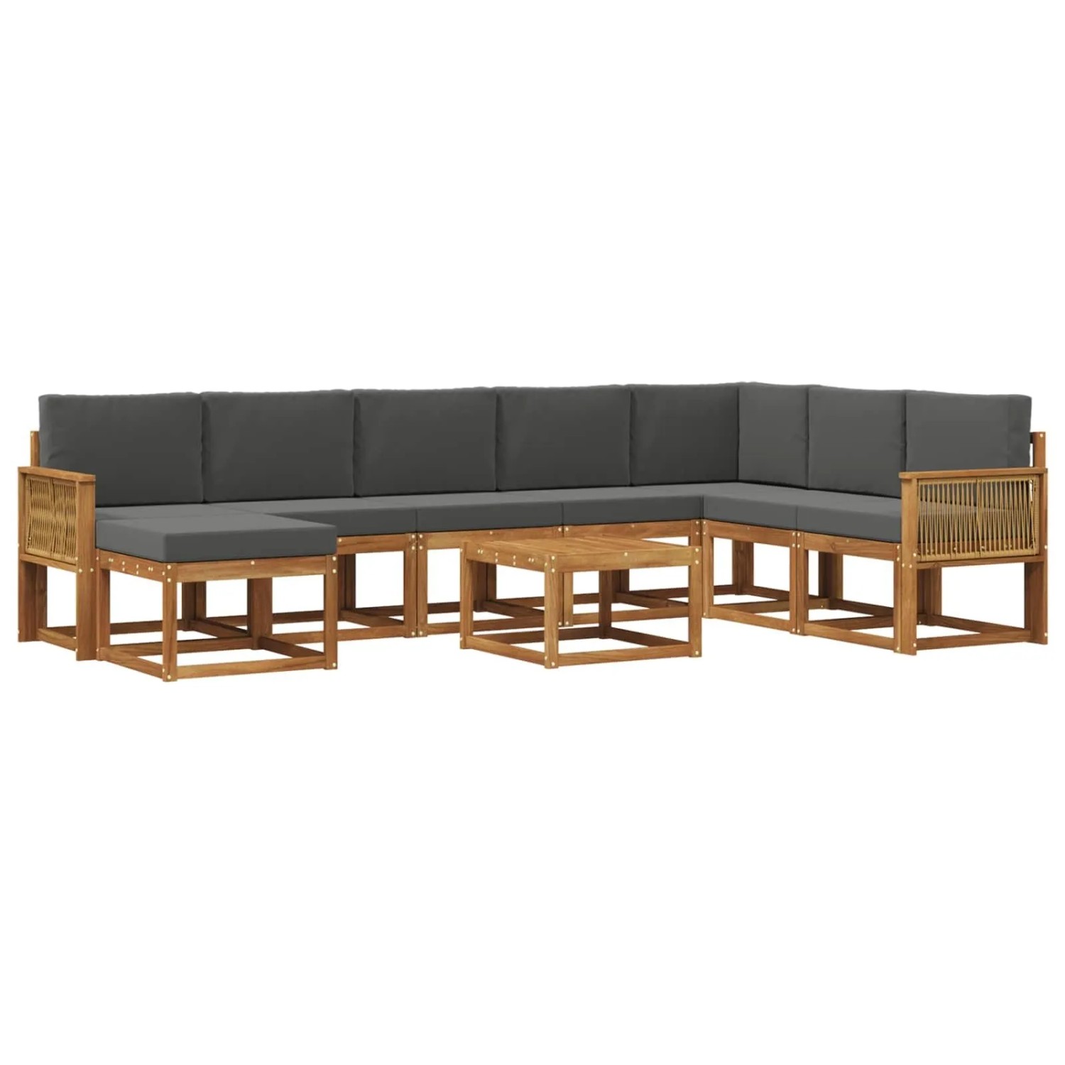 vidaXL Outdoor-Sofagarnitur mit Kissen 9 Stk Natur und Anthrazit 3385478