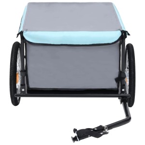 DELUKE Fahrrad Lastenanhänger, schwarz-blau, bis 65kg, Rückansicht.
