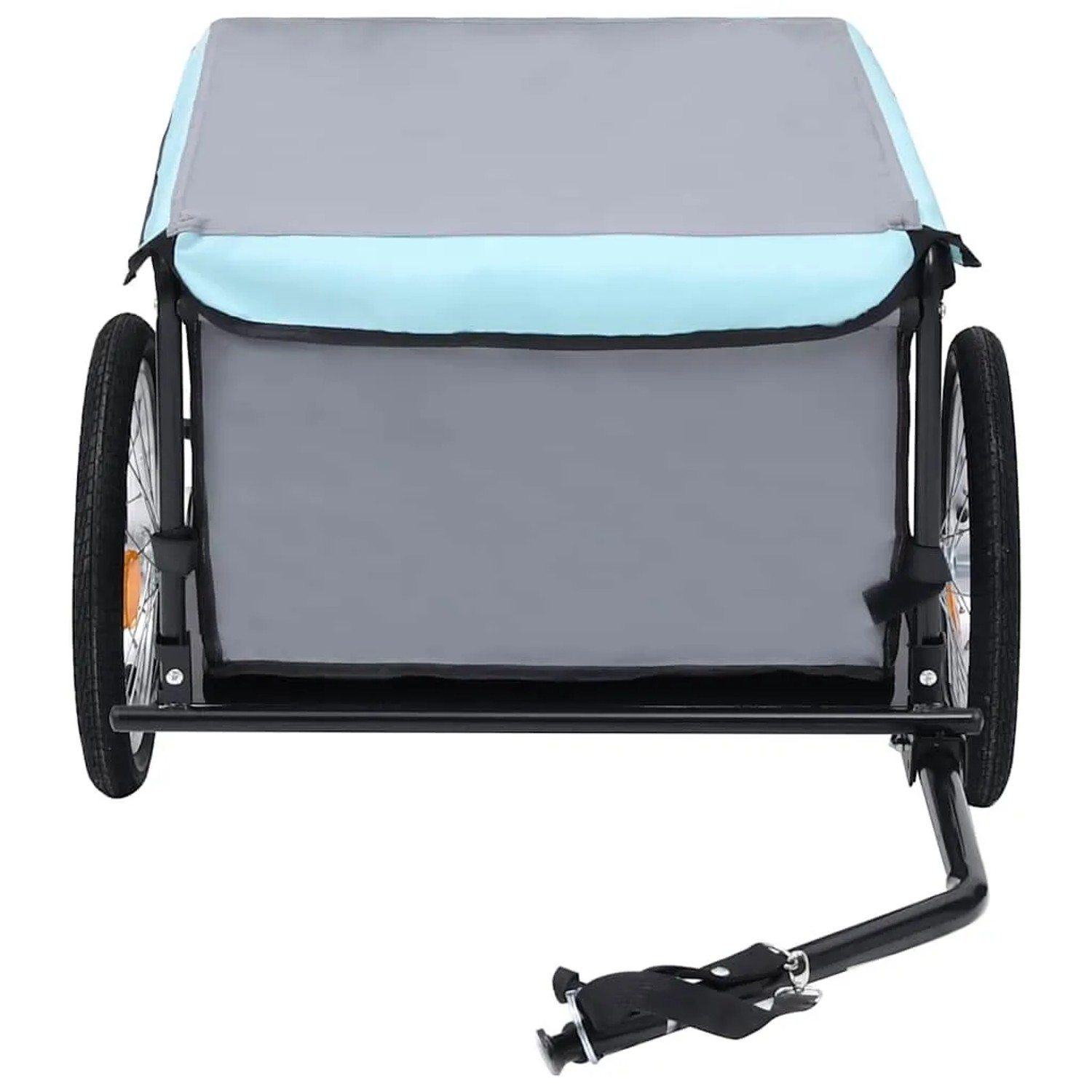 DELUKE Fahrrad Lastenanhänger, schwarz-blau, bis 65kg, Rückansicht.