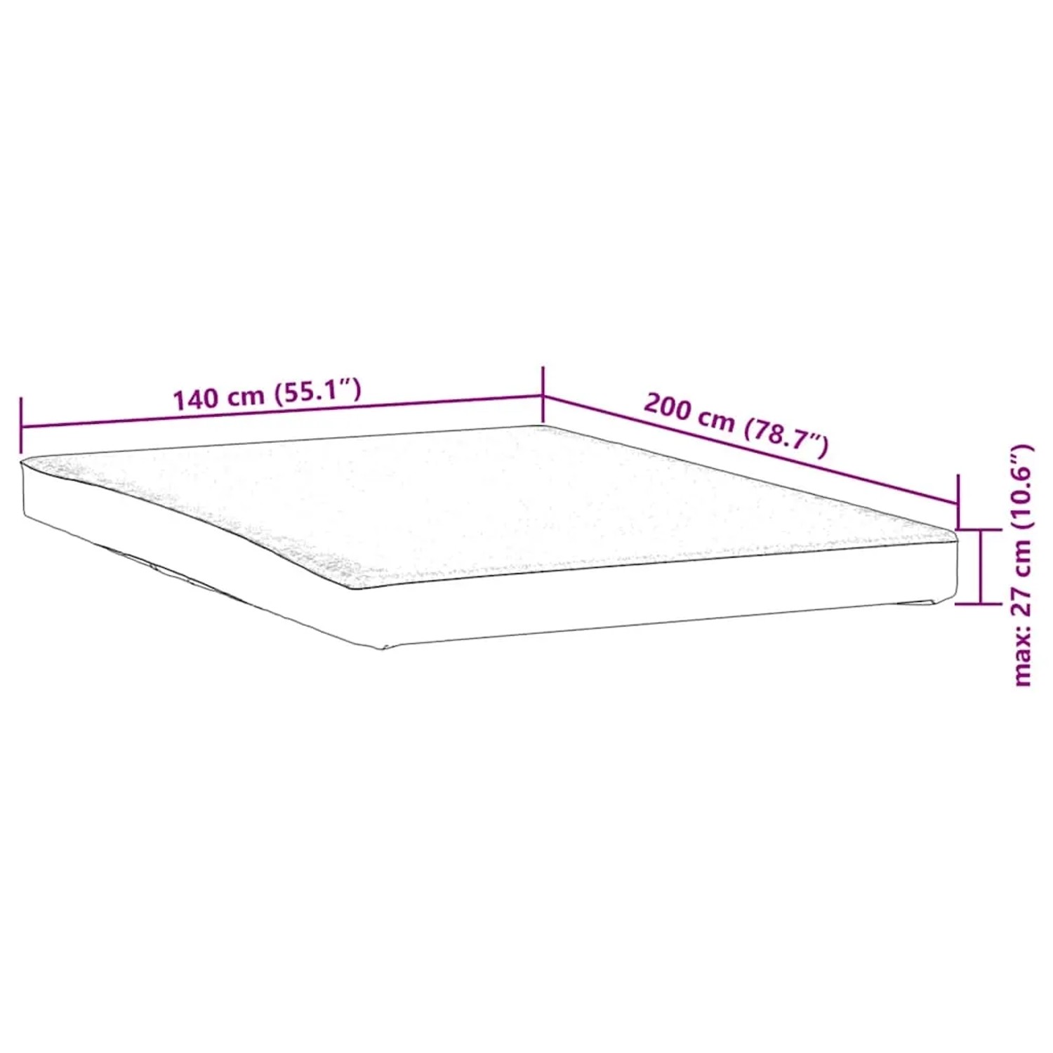 Weißer vidaXL Matratzenschoner 140x200 cm, wasserdicht, für Matratzen bis 27 cm Dicke.
