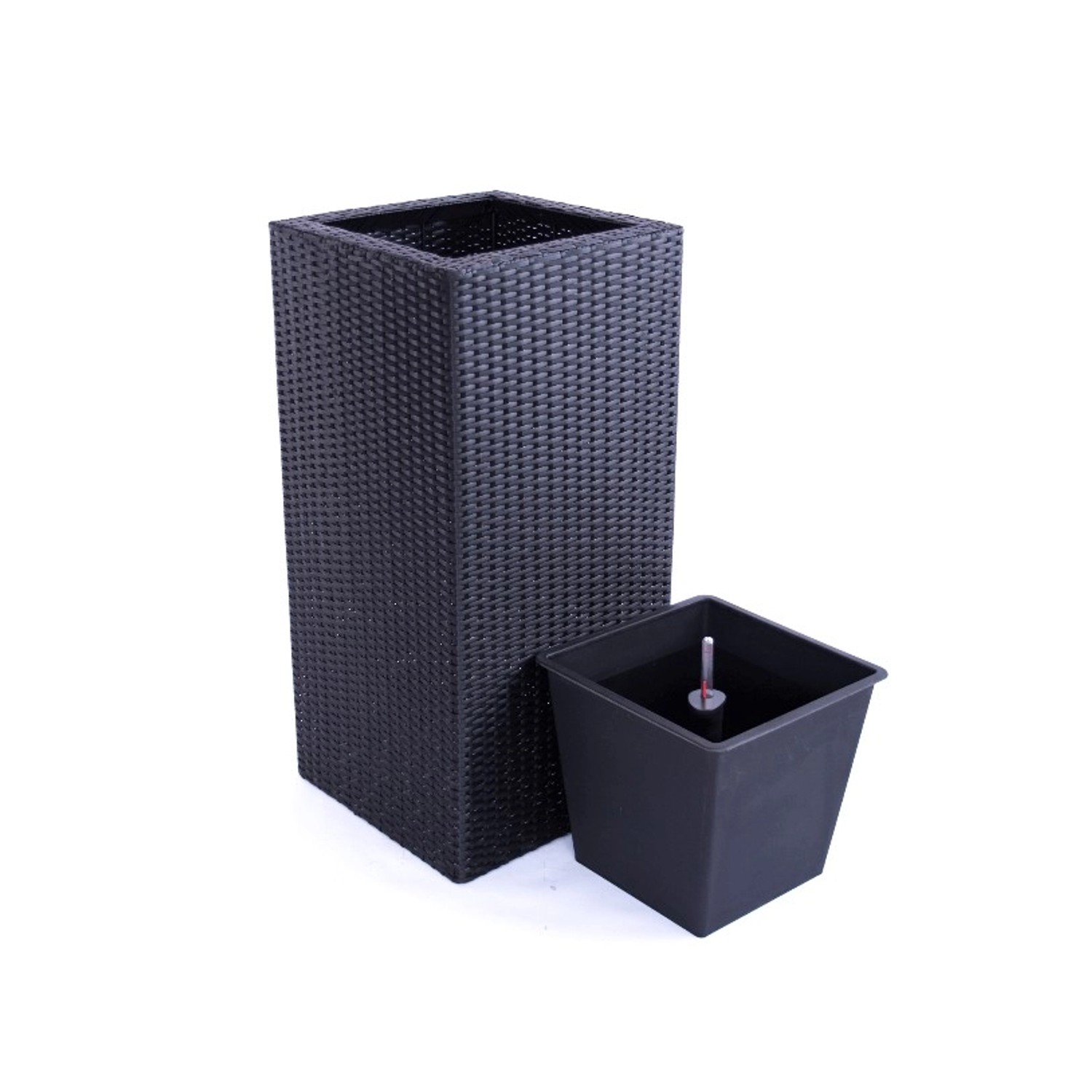 Elegant Einrichten Pflanzkübel Polyrattan Säule 30x30x55cm Schwarz günstig online kaufen