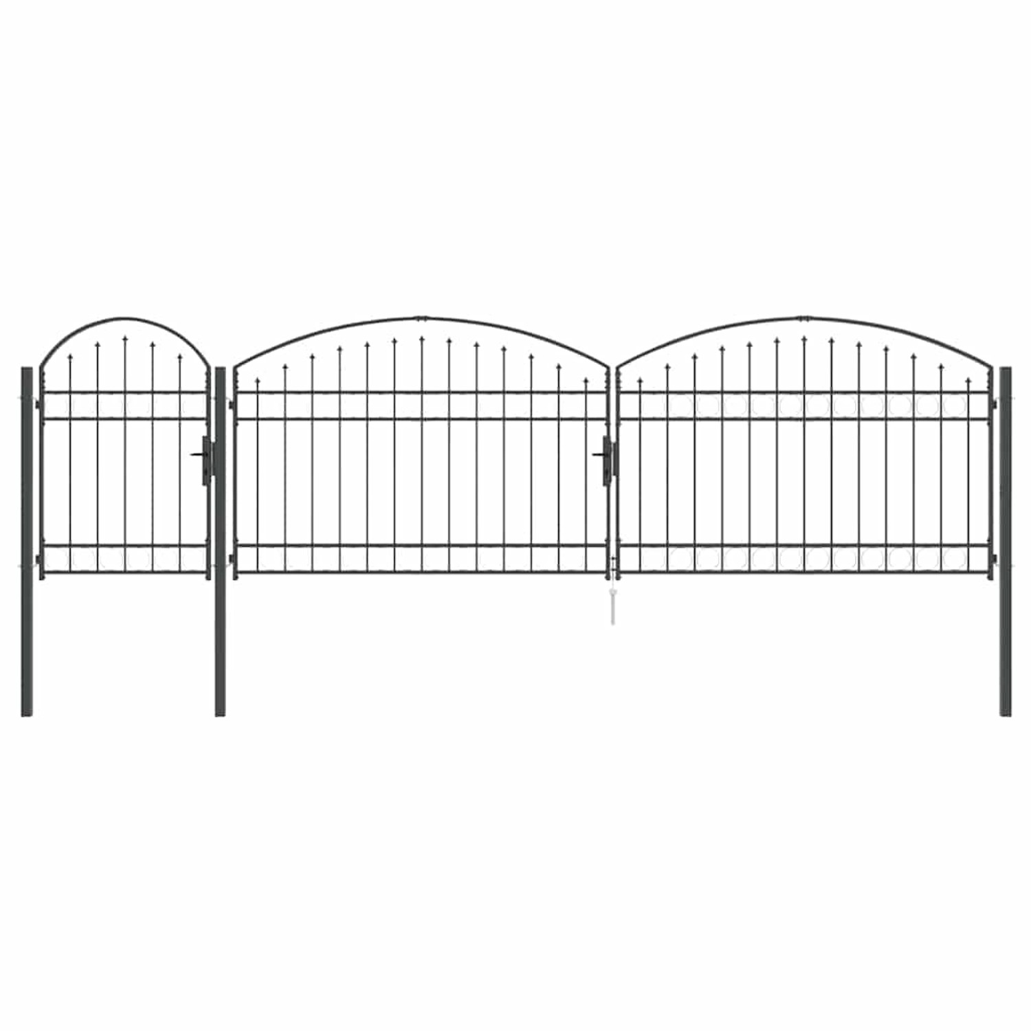 vidaXL Gartentor mit Gewölbtem Oberteil Grau 500 x 100 cm Stahl 42008959 günstig online kaufen