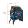 Bosch Professional GCL 2-50 Kreuzlinienlaser mit Laserlinien und Lotpunkten auf Stativ.