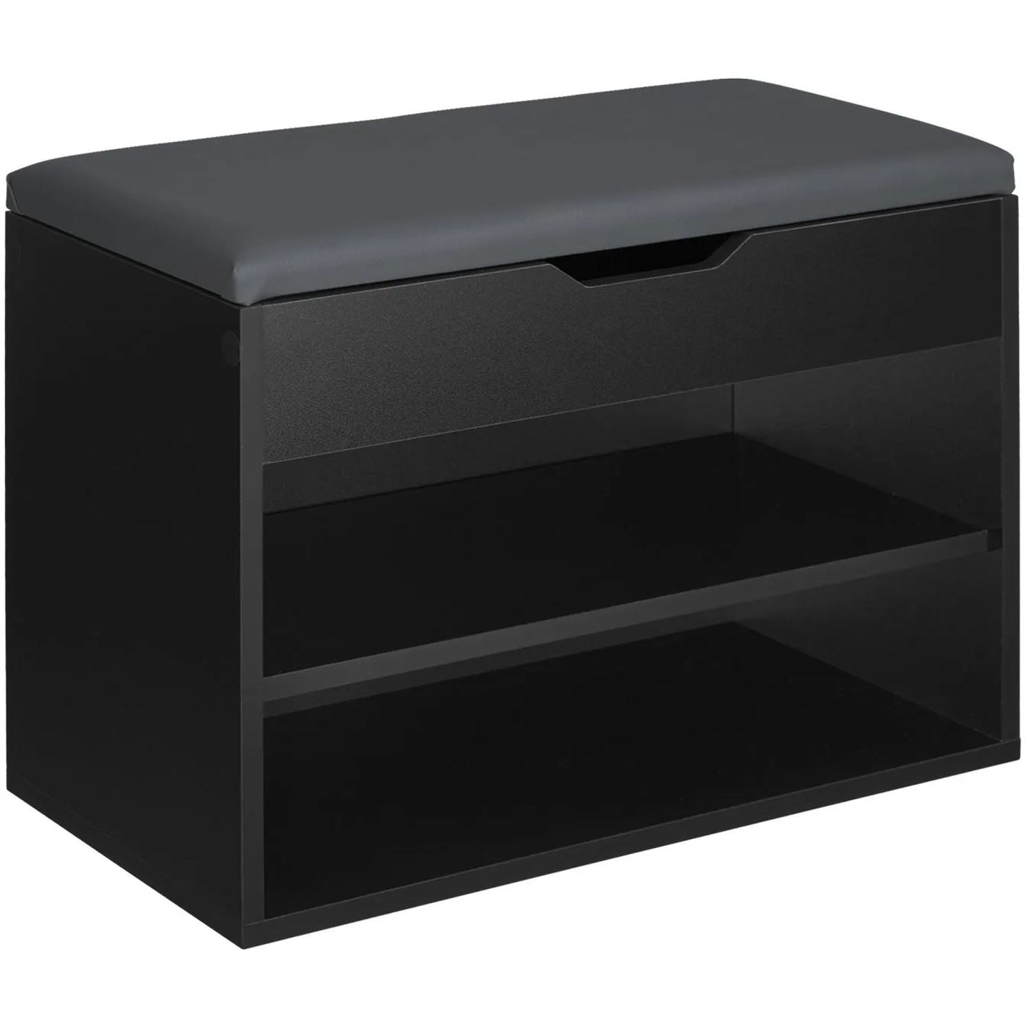 Tectake Schuhbank Jasmina Für 6 Paar Schuhe Mit Sitzpolster  60 x 30 x 43 50 cm Schwarz