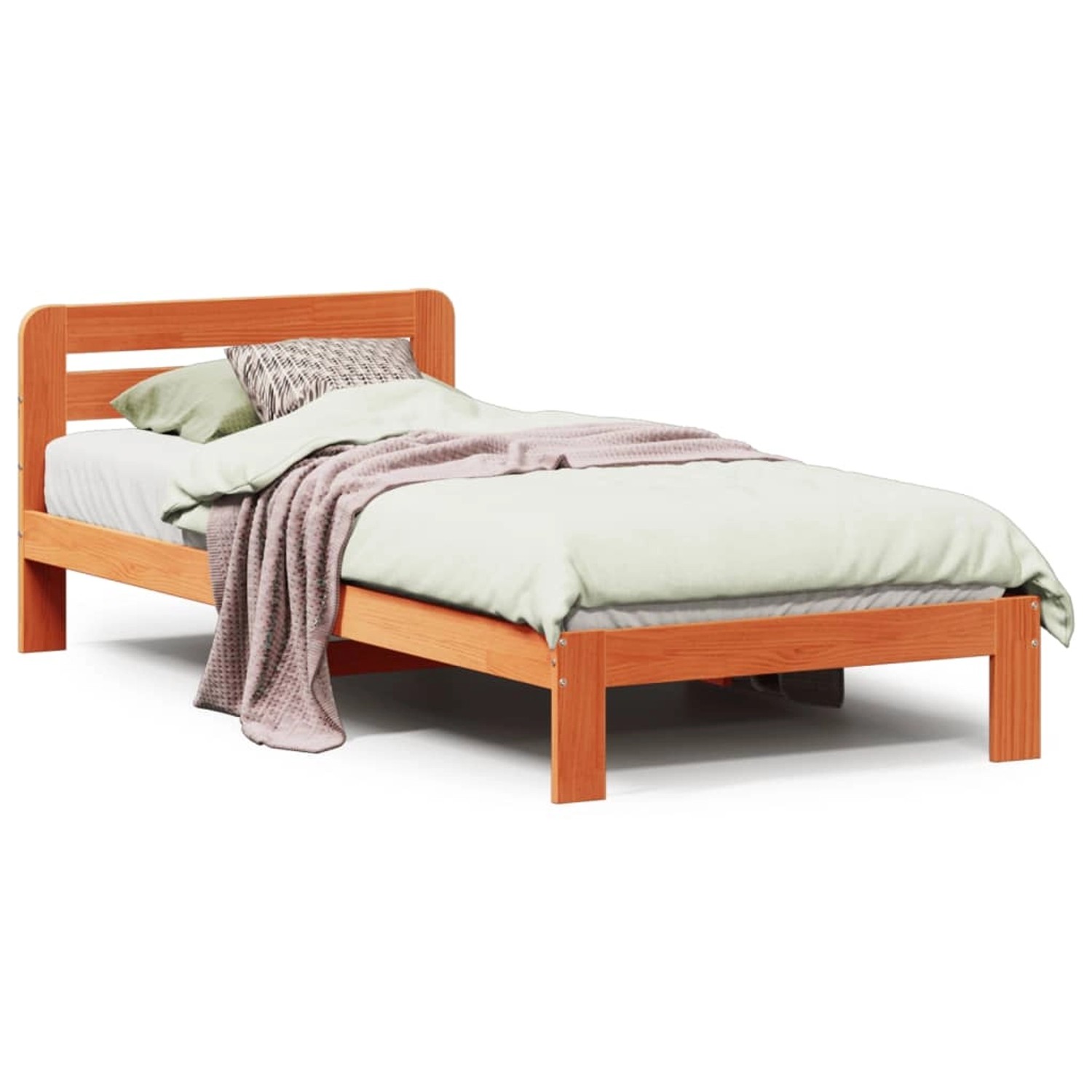 vidaXL Massivholzbett ohne Matratze Wachsbraun 75x190 cm Kiefernholz 855566 günstig online kaufen