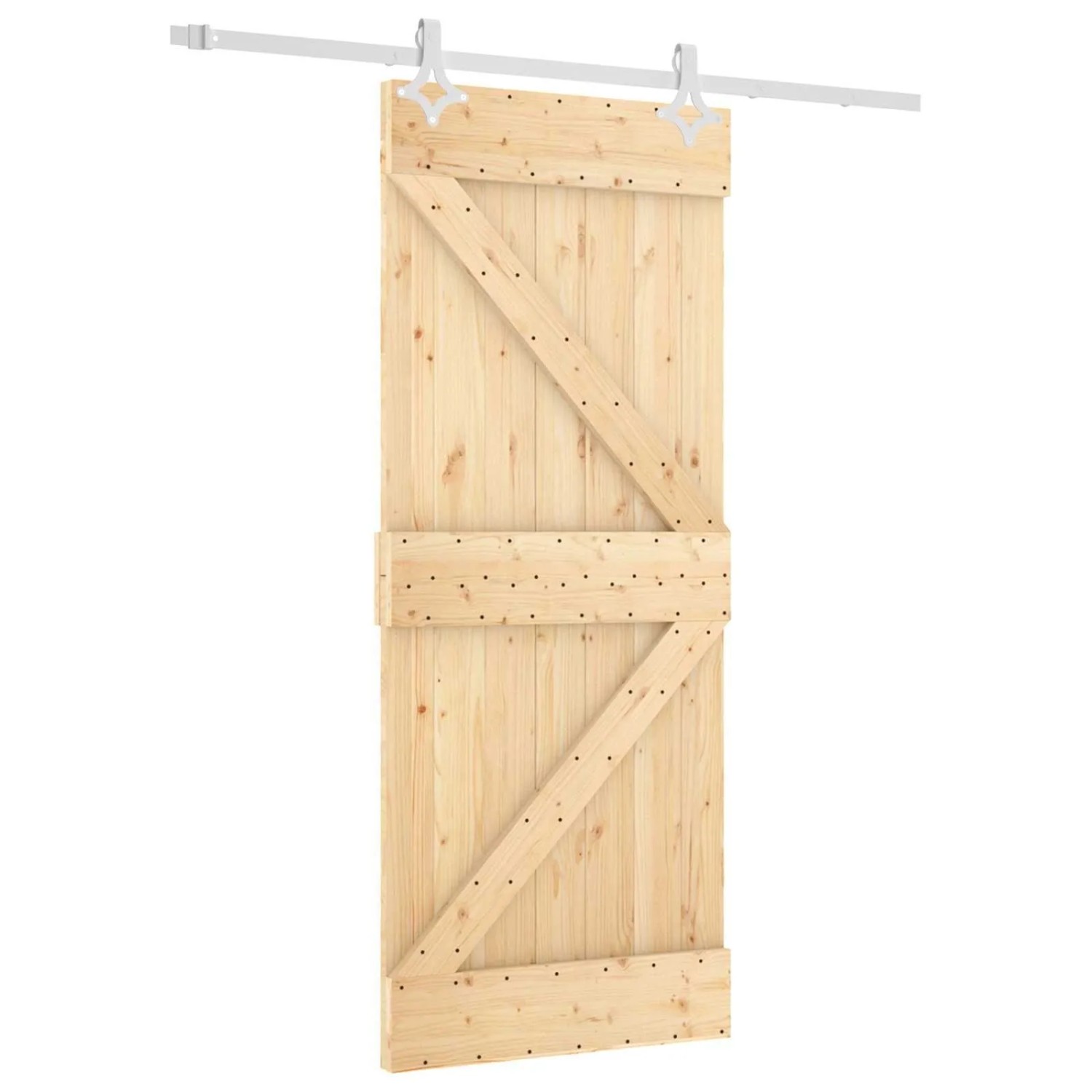 vidaXL Schiebetür Natur und Weiß 85 x 210 cm Massivkiefer 3445080