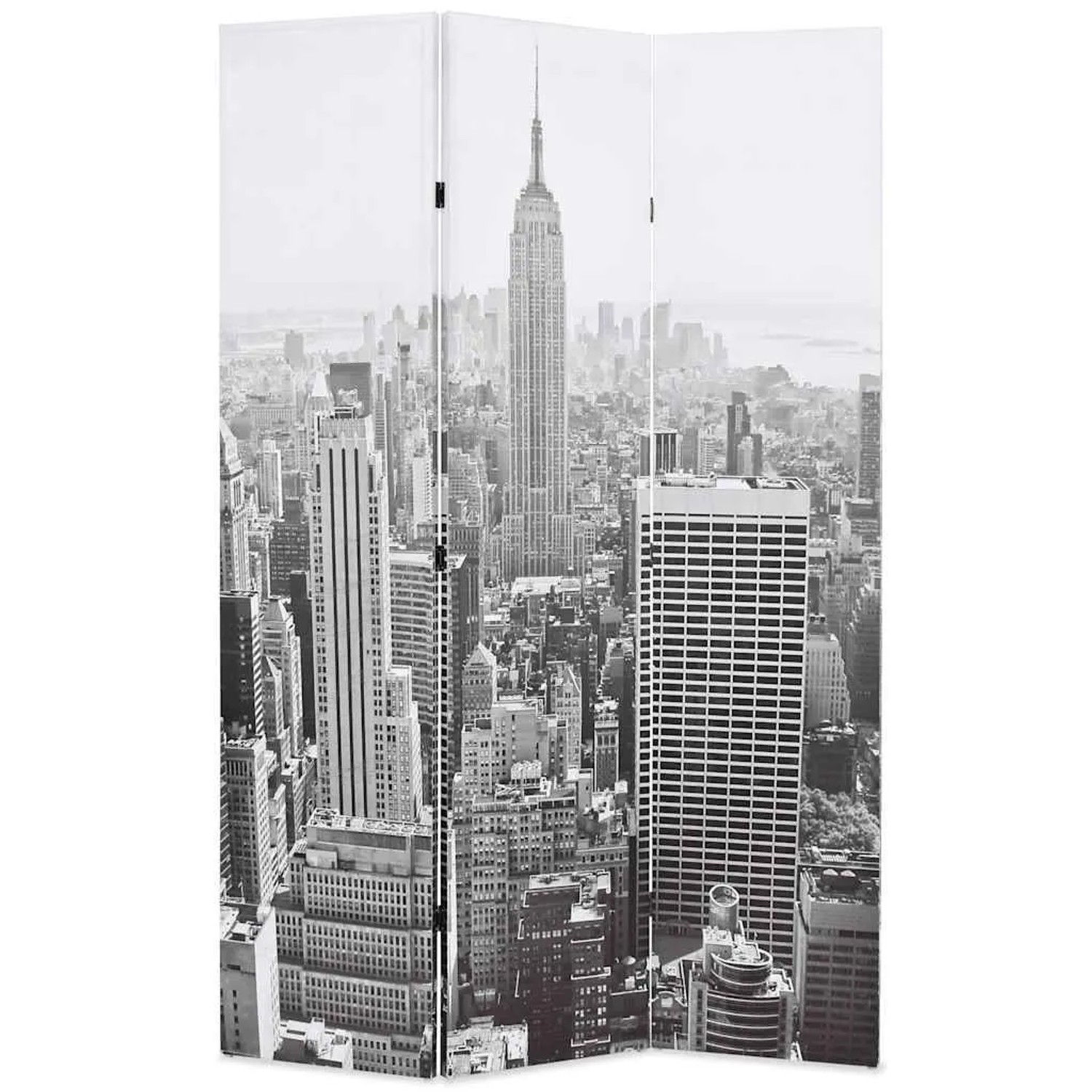 vidaXL Raumteiler Klappbar 120 x 170 cm New York bei Tag Schwarz-Weiß 245857