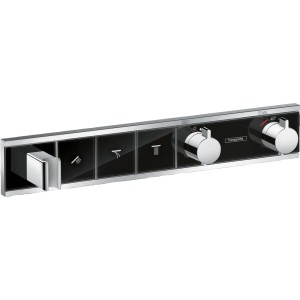 Hansgrohe RainSelect Thermostat Unterputz, Schwarz-Chrom, für 3 Verbraucher. Steuerung per Knopfdruck.