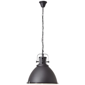 Schwarze Brilliant Pendelleuchte Jesper, Ø 47cm, im Industrie-Stil. Ideal als Esstischbeleuchtung.