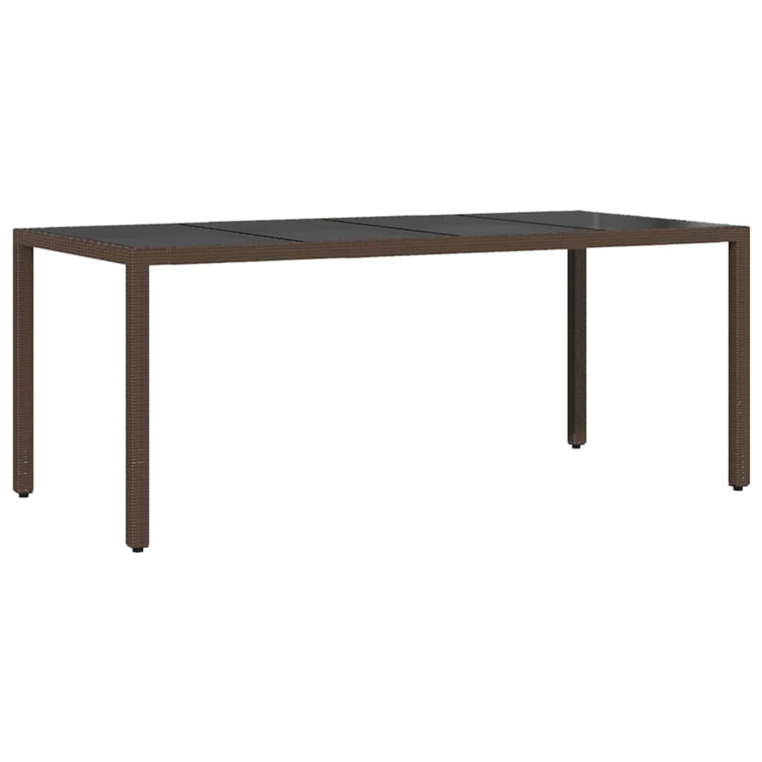 vidaXL Gartentisch: Brauner Esstisch aus Poly Rattan mit Glasplatte für 9 Personen.