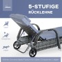 Outsunny Sonnenliege mit 5-fach verstellbarer Rückenlehne und Rollen.