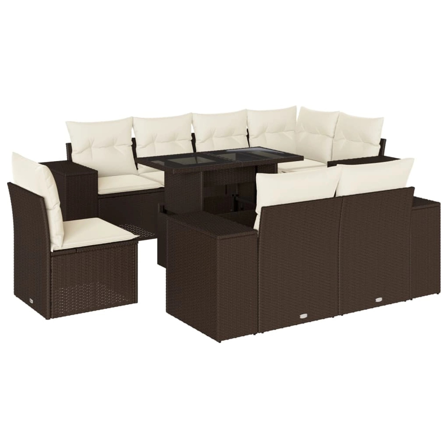 vidaXL 9-Tlg Garten-Sofagarnitur mit Kissen Braun Poly Rattan 3269303 günstig online kaufen