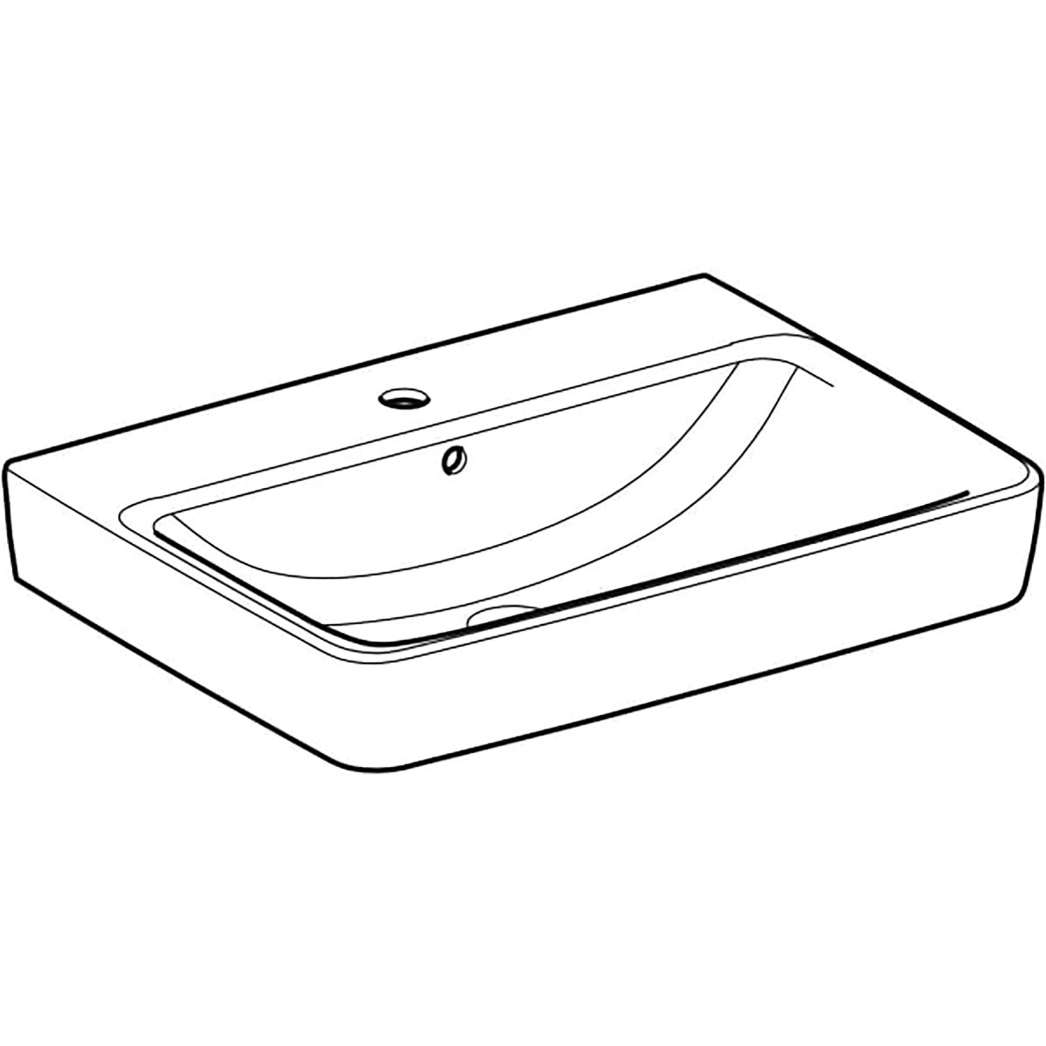 Geberit Renova Plan Waschbecken, 65x48 cm, Weiß, für Waschtischunterschrank geeignet.