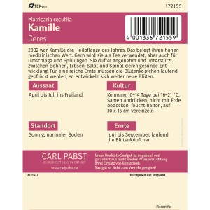 Pabst Keimkraft Kamille Ceres Saatgut für ca. 150 Pflanzen.
