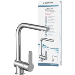 Schütte Niederdruck Spültischarmatur London Chrom mit herausziehbarem Auslauf.