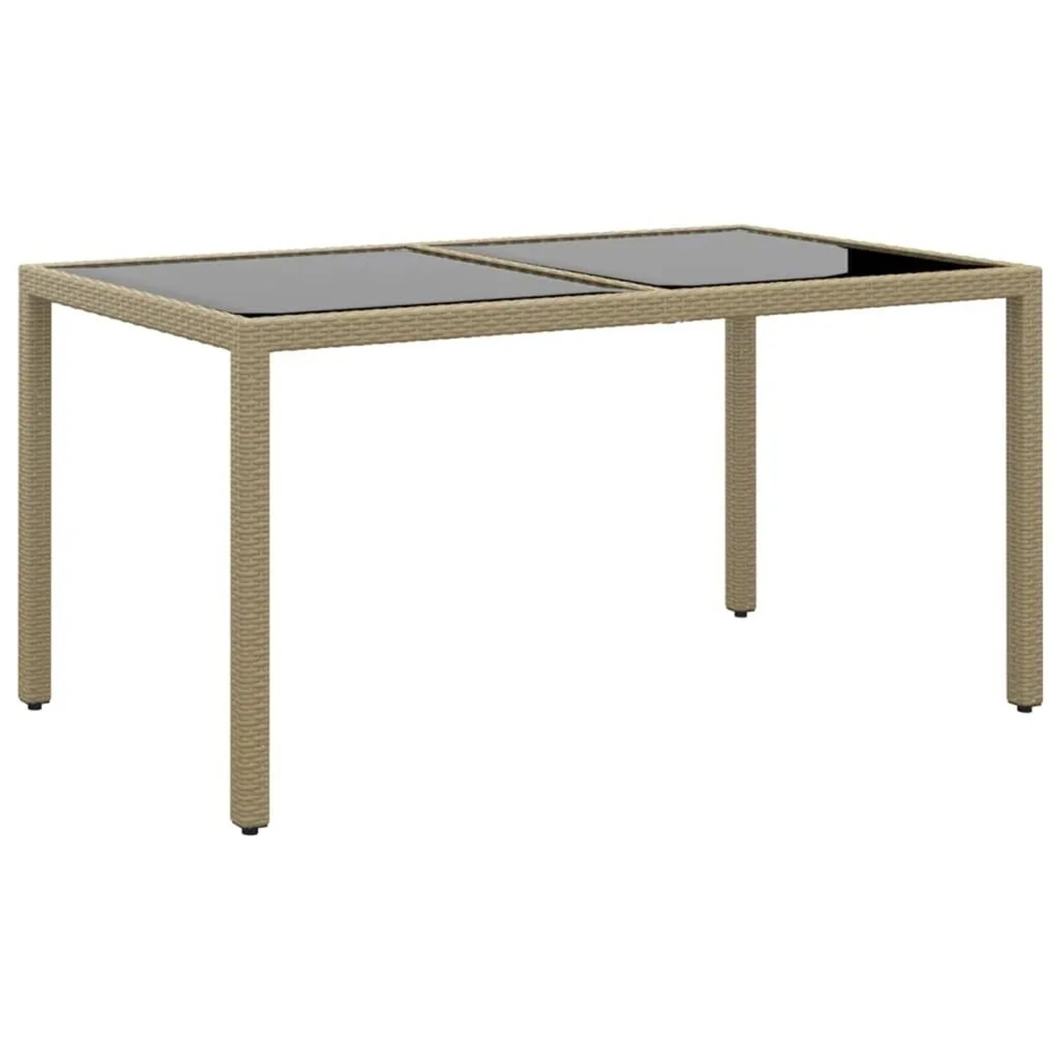 Furnicato Gartentisch 150x90x75 Cm Hartglas Und Poly Rattan Beige