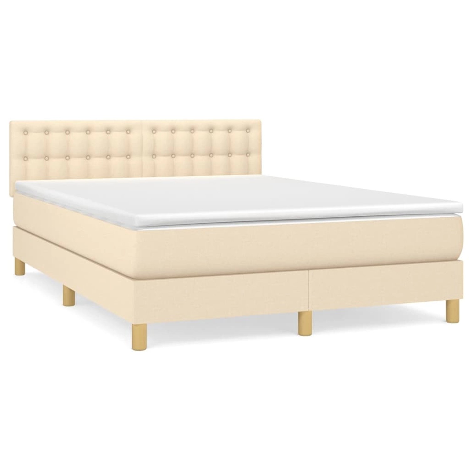 vidaXL Boxspringbett mit Matratze Creme 140x190 cm Stoff1389670 günstig online kaufen