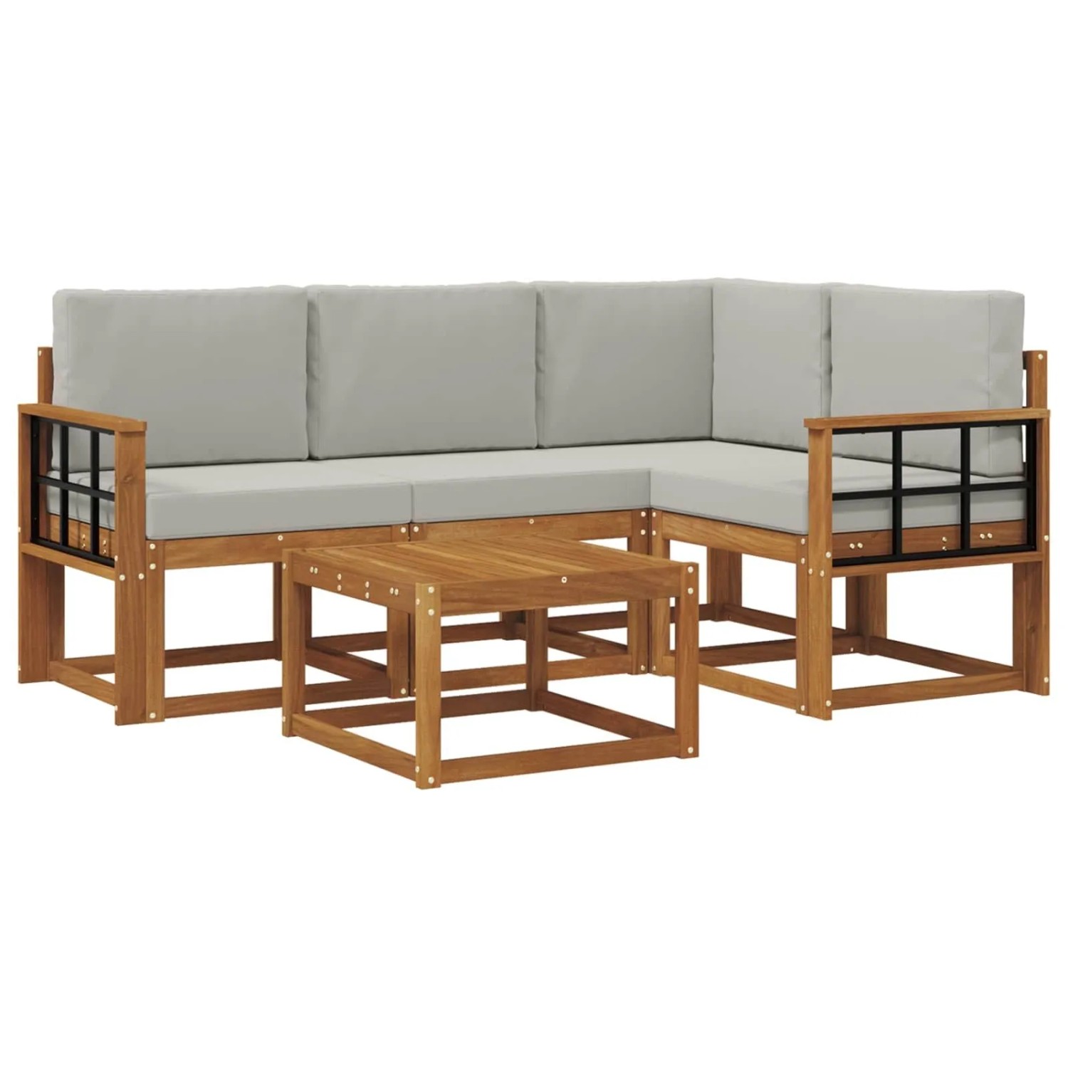 Thumbnail - vidaXL Outdoor-Sofagarnitur mit Kissen 5 Stk Natur und Hellgrau 3366369