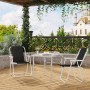 2er Set: Schwarze WOLTU Campingstühle, faltbar, mit weißem Gestell auf einer Terrasse.