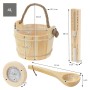 LuxeBath Saunazubehör Set 4 Teilig aus Holz Saunaeimer 4L Saunakelle Thermometer-Hygrometer Sanduhr_7