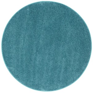 Runder, petrolfarbener Hochflor Teppich (100cm) der Marke Snapstyle.
