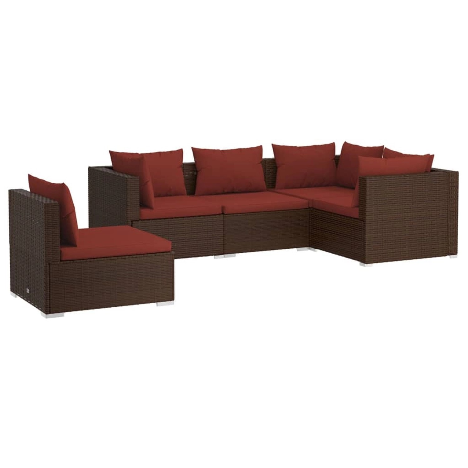 vidaXL 5-tlg Garten-Lounge-Set mit Kissen Poly Rattan Braun Modell 47 günstig online kaufen