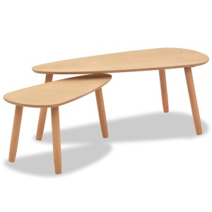 vidaXL 2-tlg. Couchtisch-Set aus hellem Kiefernholz mit organisch geformten Platten. Moderne Beistelltische für Wohnzimmer.