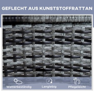 Detailaufnahme des wetterfesten Rattan-Geflechts der Outsunny Sonnenliege.