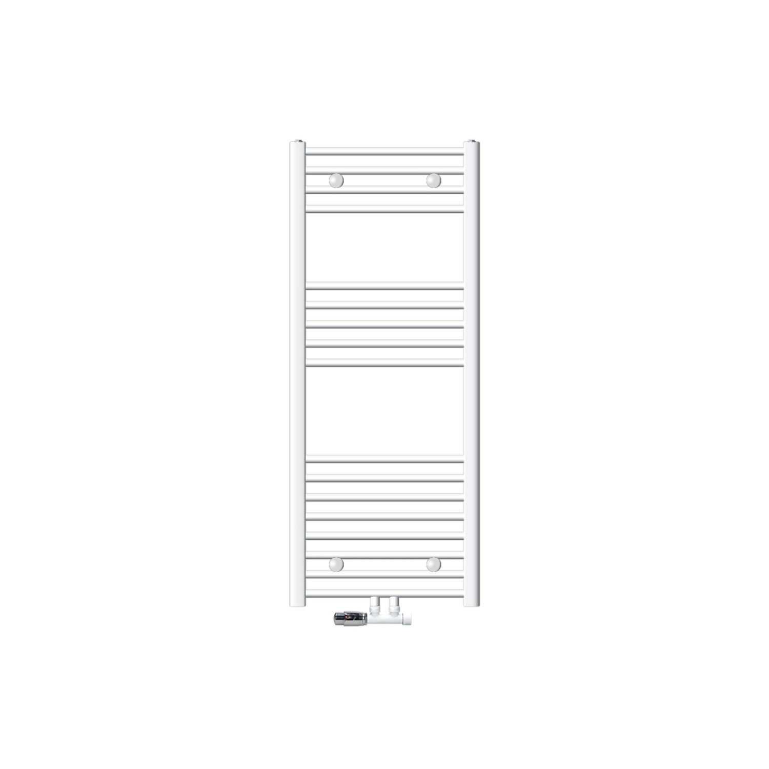 LuxeBath Badheizkörper 500x1200 mm Weiß mit Anschlussgarnitur Eck Wand günstig online kaufen
