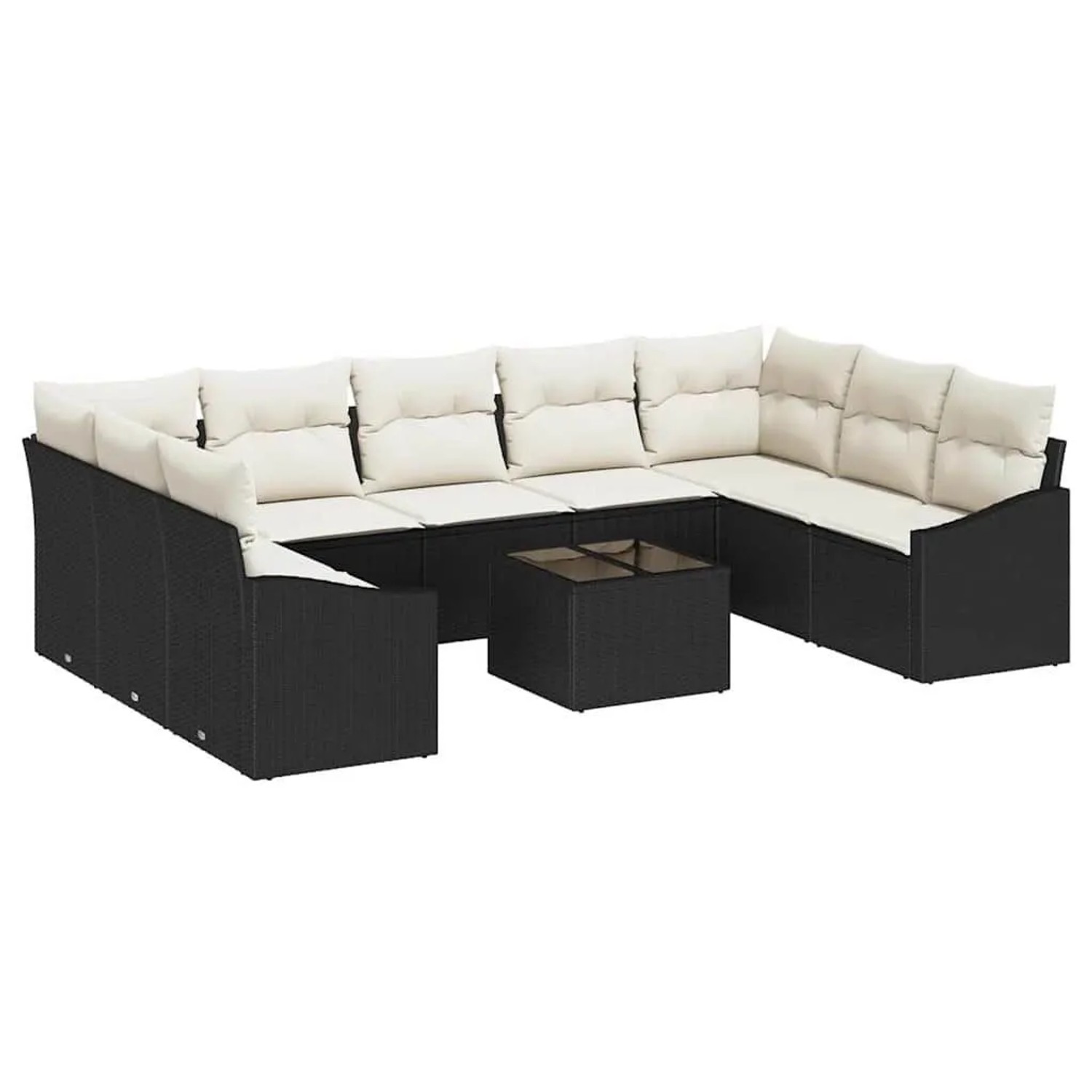 vidaXL Gartensofa-set mit Kissen 9-Tlg Braun und Creme Poly-Rattan 3355556 günstig online kaufen