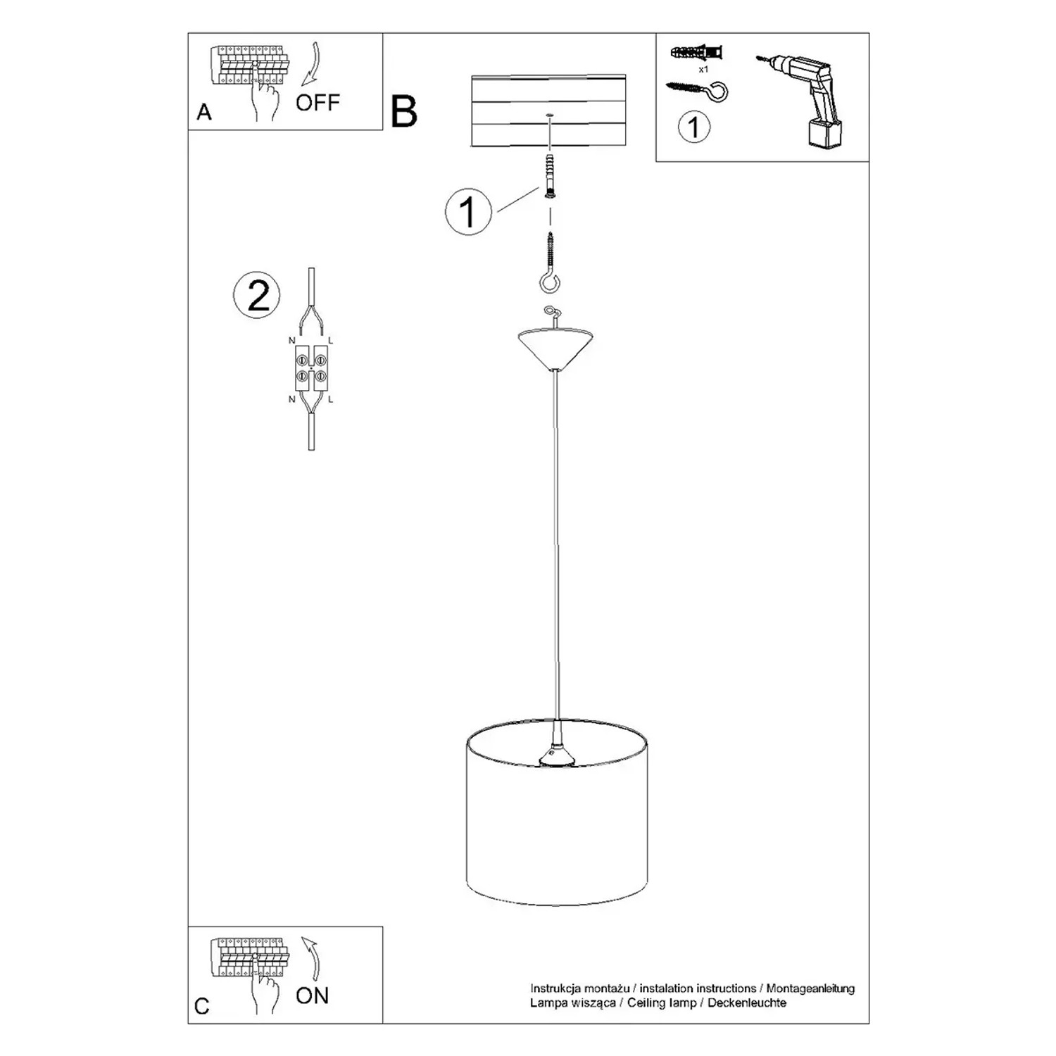 Montageanleitung für Sollux Lighting Hängeleuchte Kitty 30, Lampen & Leuchten.