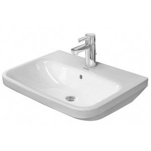 Weißes Duravit Waschbecken Durastyle, 60 cm breit, mit Armatur.