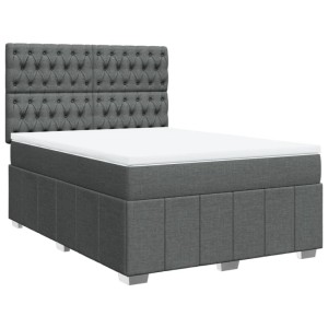 vidaXL Boxspringbett mit Matratze Dunkelgrau 160x200 cm Stoff 3294027