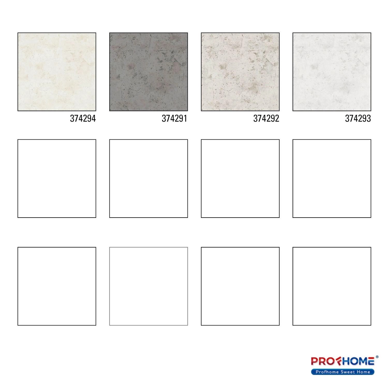 Muster verschiedener PROFHOME Uni Tapeten, u.a. Creme Weiß (374294-GU).