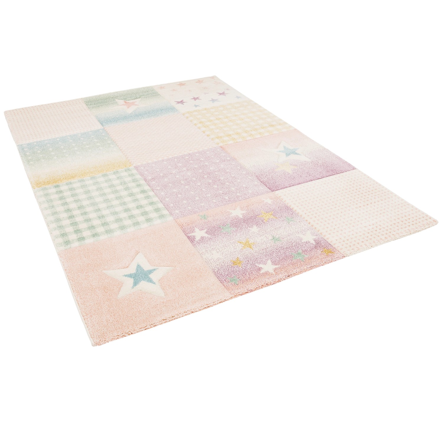 Pergamon Kinder Teppich Maui Kids Karo Stars Rosa 200x290cm günstig online kaufen